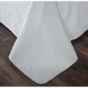 King size White 3-Piece Quilt Bedspread Set 100-Percent Cotton Floral Medallion Pattern