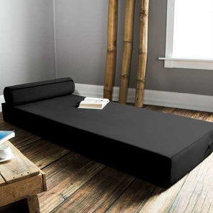 Twin size Modern Foam Daybed with Bolster Pillow in Black