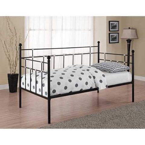 Image of Twin size Black Metal Daybed with Chrome Detailing