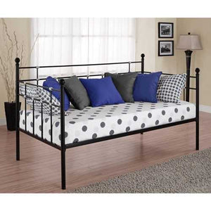 Twin size Black Metal Daybed with Chrome Detailing