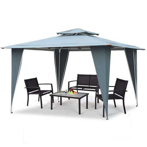 Image of 11.5ft x 11.5ft Steel Gazebo Canopy Awning Tent Gray