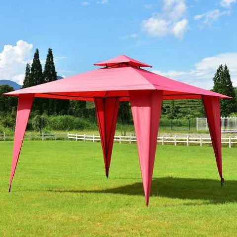 Image of 11ft x 11ft Steel Gazebo Canopy Tent Party Red