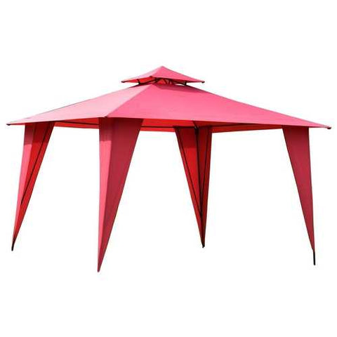 Image of 11ft x 11ft Steel Gazebo Canopy Tent Party Red