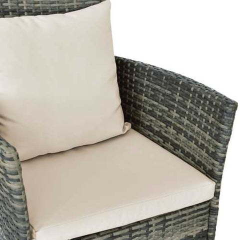 Image of 3 Piece Gray Brown Patio Rattan Chairs and Table Set with Cushions