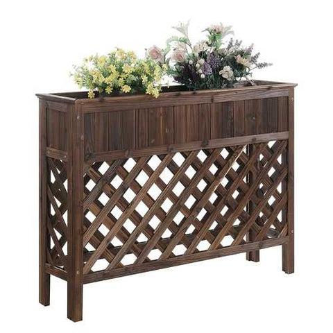 Image of Large Raised Patio Planter Weathered Cedar L 48" x W 12.5" x 35.5"