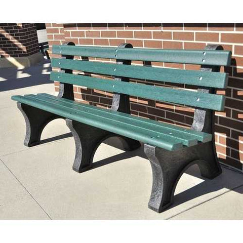 Image of Green Commercial Quality Outdoor Garden Eco-Friendly Plastic 4-Ft Park Bench