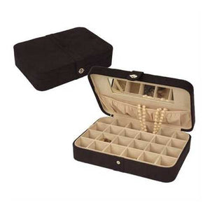 Black Faux Suede Jewelry Box Earring Cufflink Storage Case