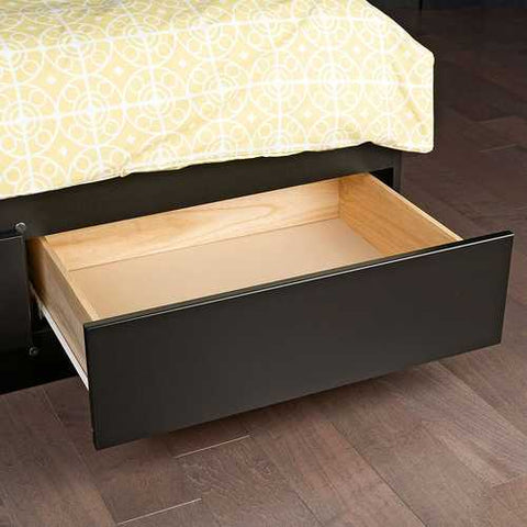 Image of King size Black Wood Platform Bed Frame with Storage Drawers