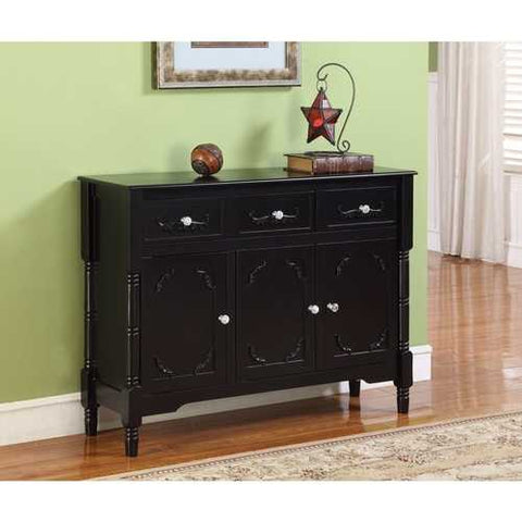 Image of Solid Wood Black Finish Sideboard Console Table with Storage Drawres