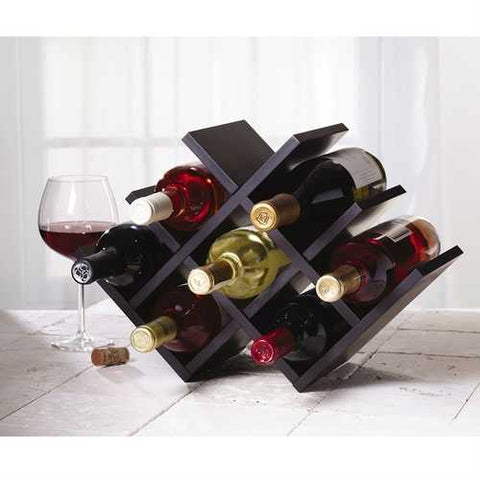 Image of 8-Bottle Mariposa Wine Rack Modern Design Dark Brown Finish