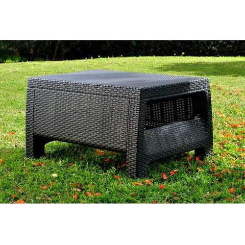 Image of Contemporary Outdoor Coffee Table in Durable Black Plastic Rattan