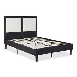 King size Contemporary Faux Leather Platform Bed with 50-in Tall Headboard