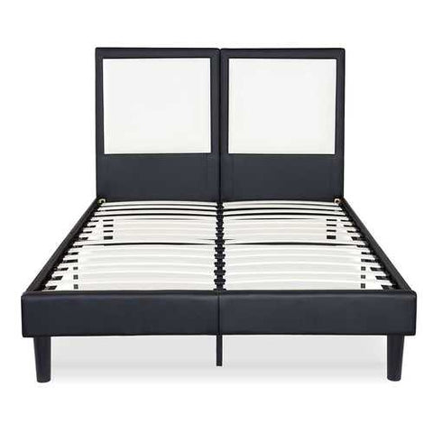 Image of King size Contemporary Faux Leather Platform Bed with 50-in Tall Headboard