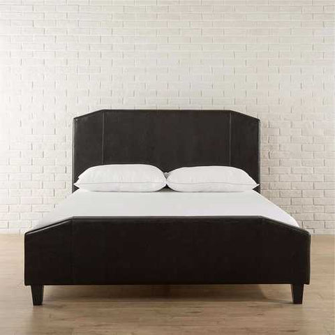 Image of King size Espresso Faux Leather Upholstered Platform Bed with Headboard & Footboard