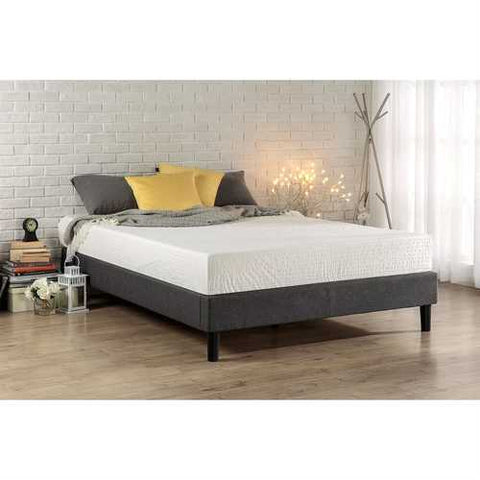 Image of King size Modern Grey Upholstered Padded Platform Bed Fame