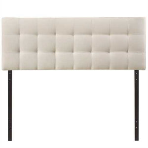 King size Off-White Ivory Fabric Button-Tufted Upholstered Headboard