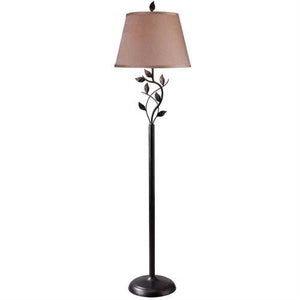 Vine Leaves Rubbed Bronze Finish Floor Lamp with 15-inch Gold Tapered Shade