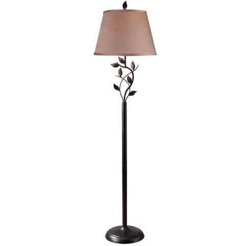 Image of Vine Leaves Rubbed Bronze Finish Floor Lamp with 15-inch Gold Tapered Shade