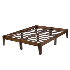 King size Solid Wood Platform Bed Frame in Brown Natural Finish