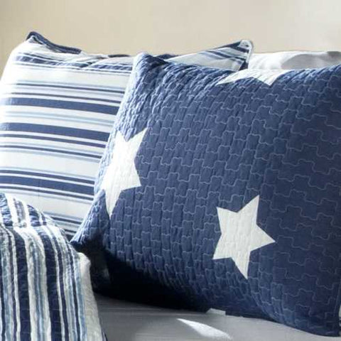 Image of King Navy Stars And Stripes At Night Quilt Coverlet Bedspread Set