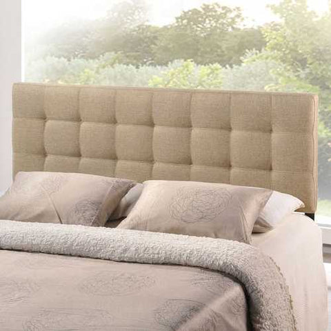 Image of King size Beige Fabric Upholstered Mid-Century Style Headboard