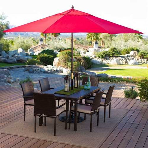 Image of Outdoor Patio 11-Ft Market Umbrella with Red Shade Canopy