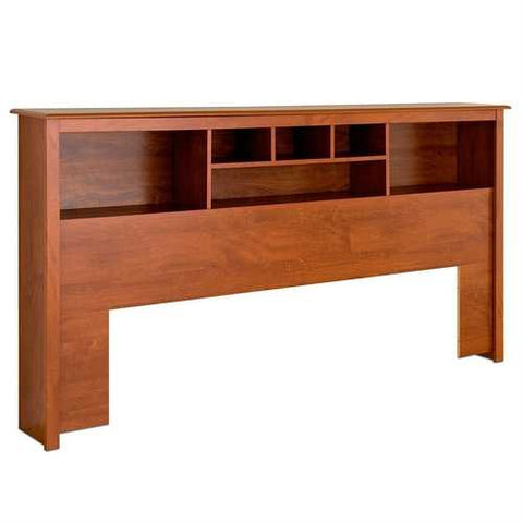 Image of King size Bookcase Headboard with Adjustable Shelf in Cherry Finish