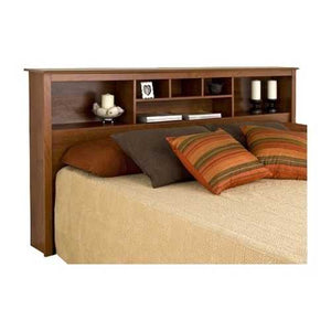 King size Bookcase Headboard with Adjustable Shelf in Cherry Finish