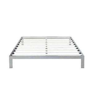 King Modern 8-inch Low Profile Platform Bed Frame in Silver Metal Finish