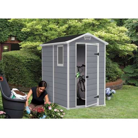 Image of Ventilated Top Plastic Shed for Outdoor Lawn Garden Tool Storage