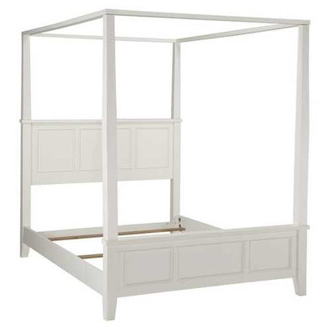 Image of King size Contemporary Canopy Bed in White Wood Finish