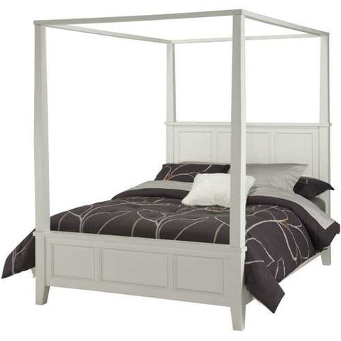 Image of King size Contemporary Canopy Bed in White Wood Finish