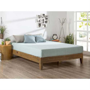 King size Modern Platform Bed Frame in Rustic Pine Finish