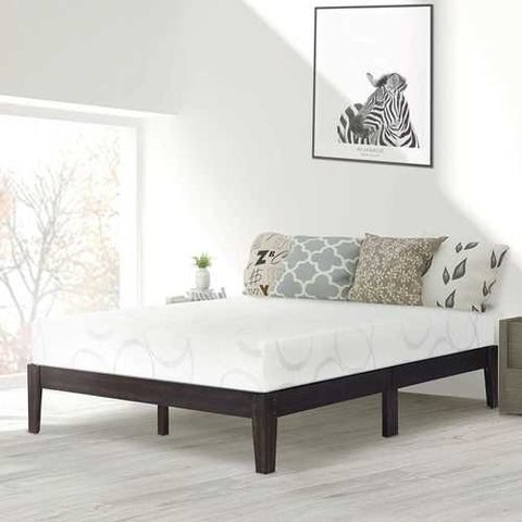 Image of King size Solid Wood Platform Bed Frame in Black Finish