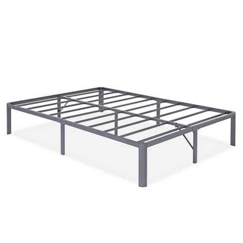 Image of King Heavy Duty Grey Metal Platform Bed Frame with Round Edges