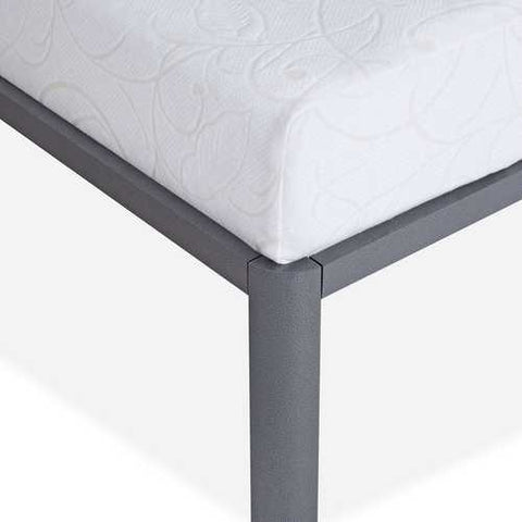 Image of King Heavy Duty Grey Metal Platform Bed Frame with Round Edges