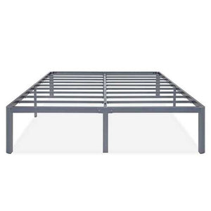 King Heavy Duty Grey Metal Platform Bed Frame with Round Edges