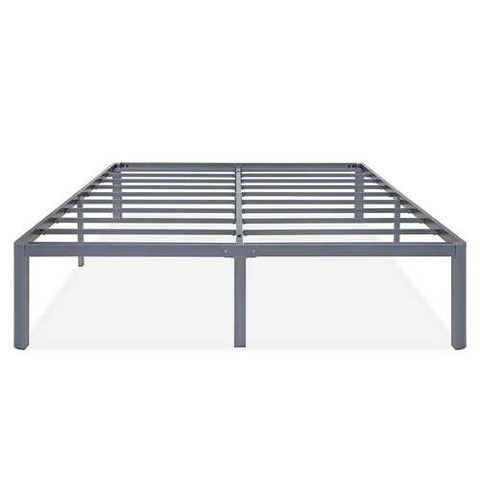 Image of King Heavy Duty Grey Metal Platform Bed Frame with Round Edges