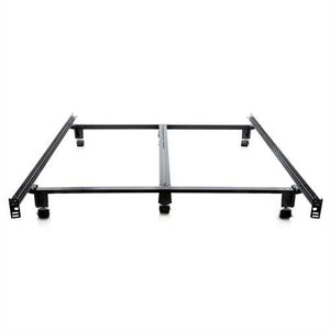 King size Heavy Duty Metal Bed Frame with Locking Rug Roller Casters Wheels