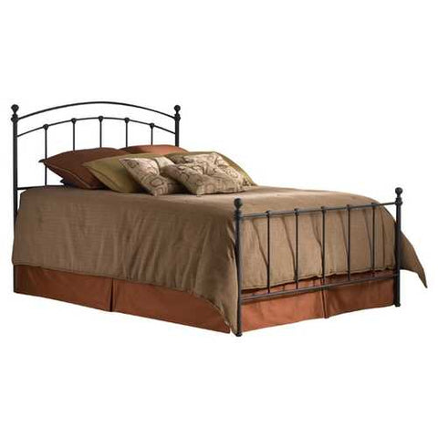 Image of King size Matte Black Metal Bed with Headboard and Footboard