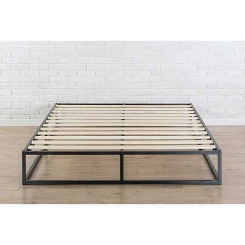 Image of King size Modern 10-inch Low Profile Metal Platform Bed Frame with Wood Slats