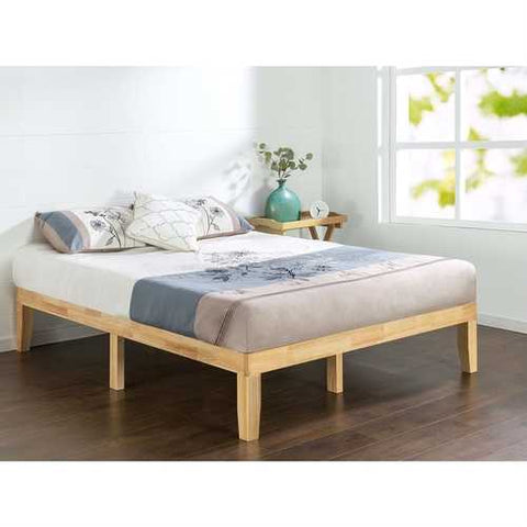 Image of King size Solid Wood Platform Bed Frame in Natural Finish