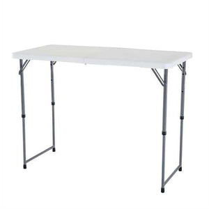 Adjustable Height White HDPE Plastic Folding Table with Powder Coated Steel Frame