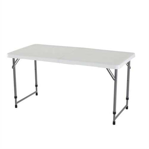 Image of Adjustable Height White HDPE Plastic Folding Table with Powder Coated Steel Frame