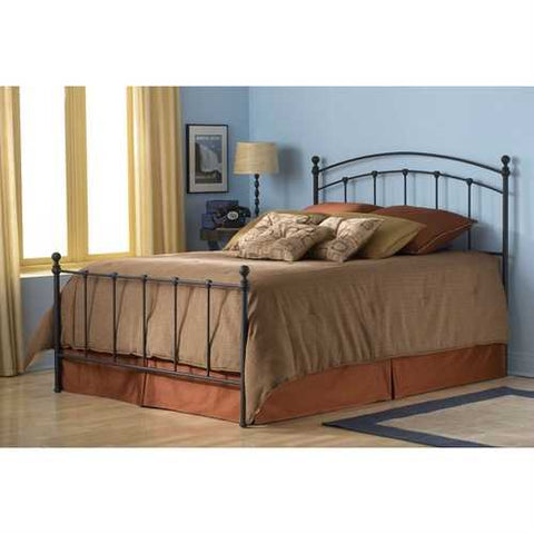 Image of Queen size Metal Bed with Rounded Posts in Antique Brass Finish