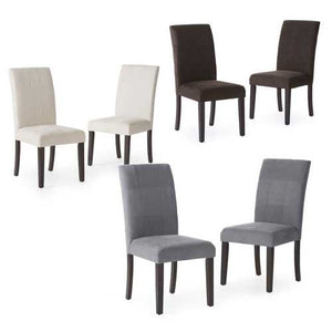 Set of 2 Light Beige Padded Microfiber Dining Chairs