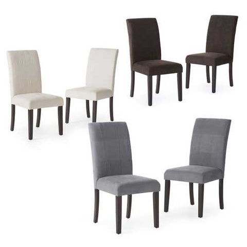 Image of Set of 2 Light Beige Padded Microfiber Dining Chairs