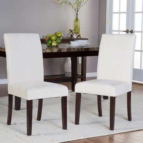 Image of Set of 2 Light Beige Padded Microfiber Dining Chairs