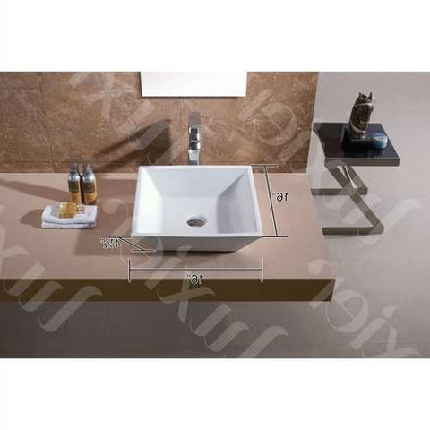 Image of Contemporary White Ceramic Porcelain Vessel Bathroom Vanity Sink - 16 x 16-inch