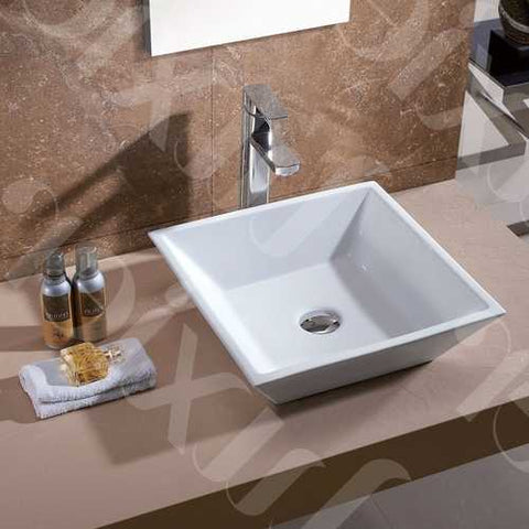 Image of Contemporary White Ceramic Porcelain Vessel Bathroom Vanity Sink - 16 x 16-inch